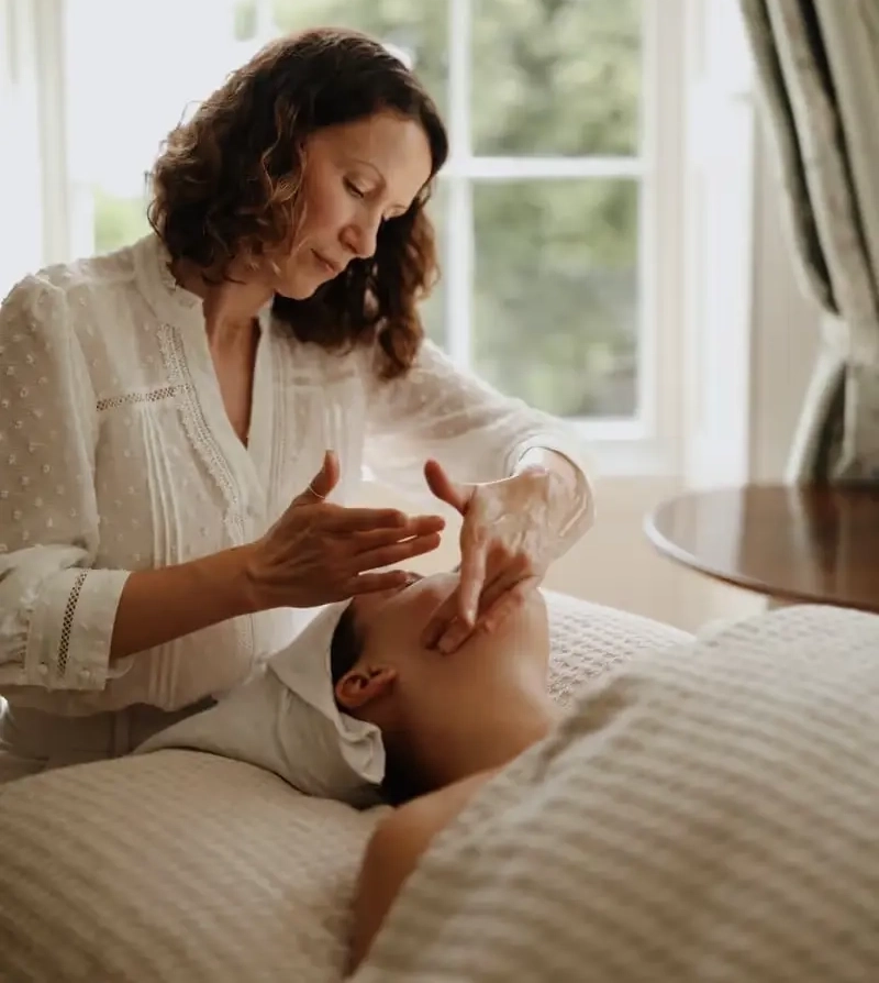 Rosie giving skin treatments